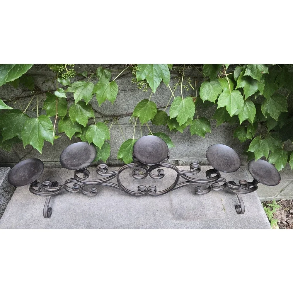 Large Wrought Iron 5 Candle Holder Vintage Tabletop Mantel Fireplace 33